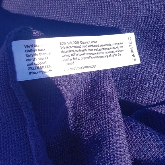 Eileen Fisher | Blue Silk Blend Cardigan Vest - Picture 4 of 5